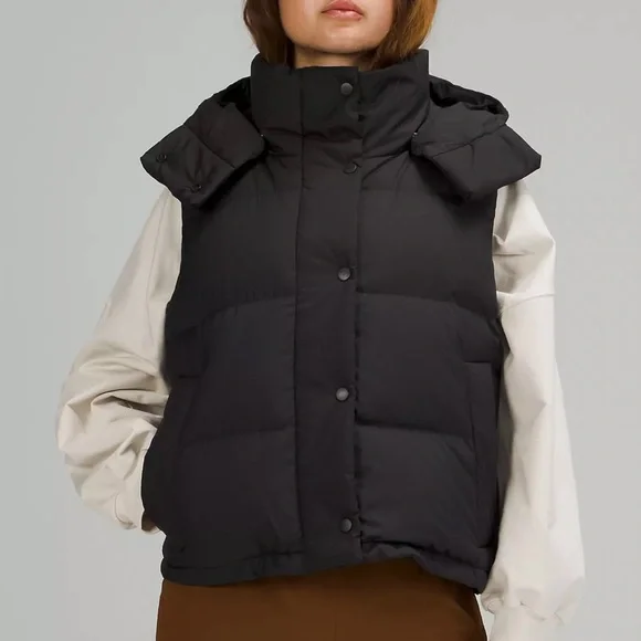 Lululemon Wunder Puff 600-Down-Fill Cropped Black Vest - Picture 1 of 13